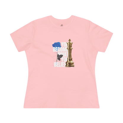 Empowering Women's Cotton Tee - "You Become What You Believe"