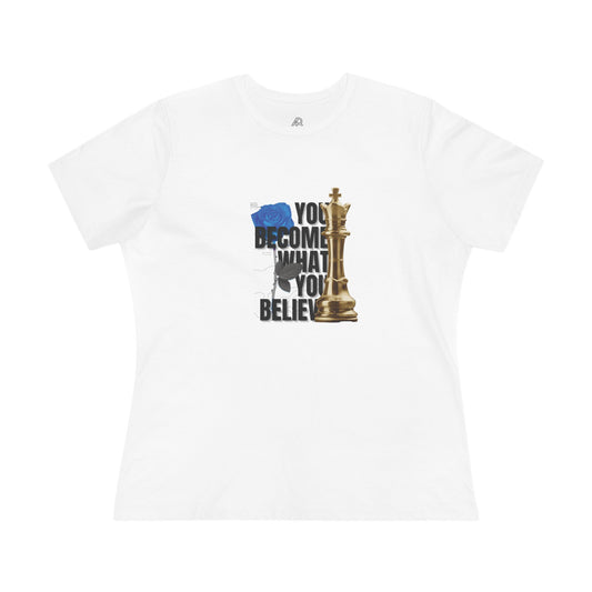 Empowering Women's Cotton Tee - "You Become What You Believe"
