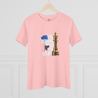 Empowering Women's Cotton Tee - "You Become What You Believe"
